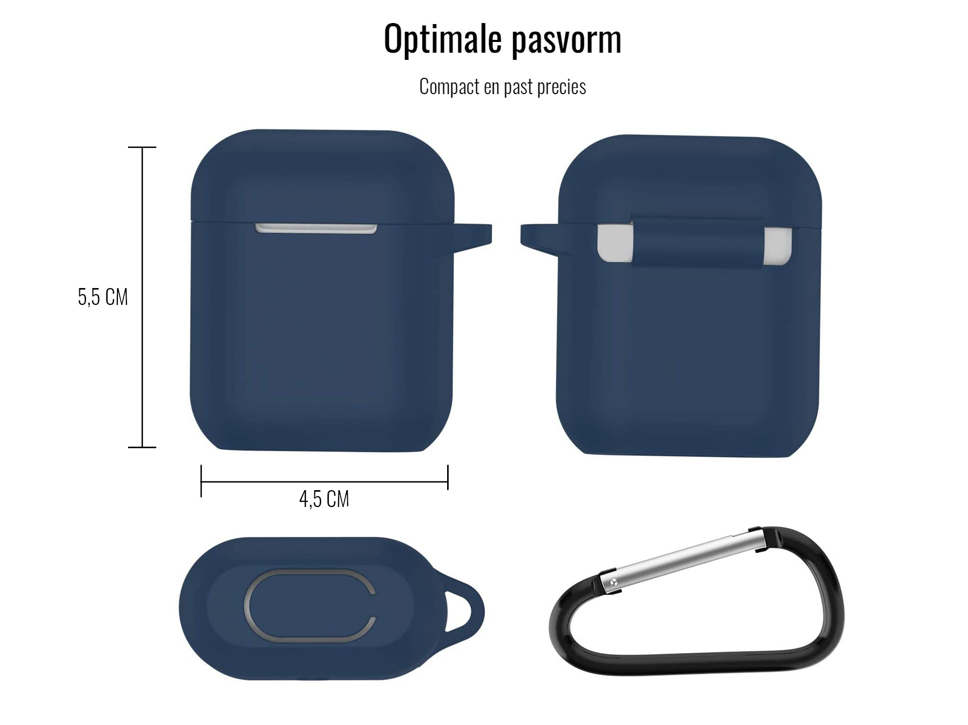 JVS Products Hoesje geschikt voor Airpods 1 en 2 - Softcase - Sleutelhanger - Cover - Extra dun - Siliconen - Midnight blue