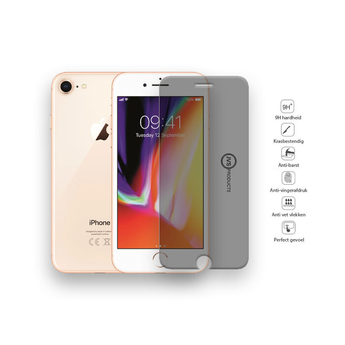 JVS Products Screenprotector geschikt voor iPhone 7 - Privacy - Tempered Glass - Beschermglas - Glas - Privacy screenprotector
