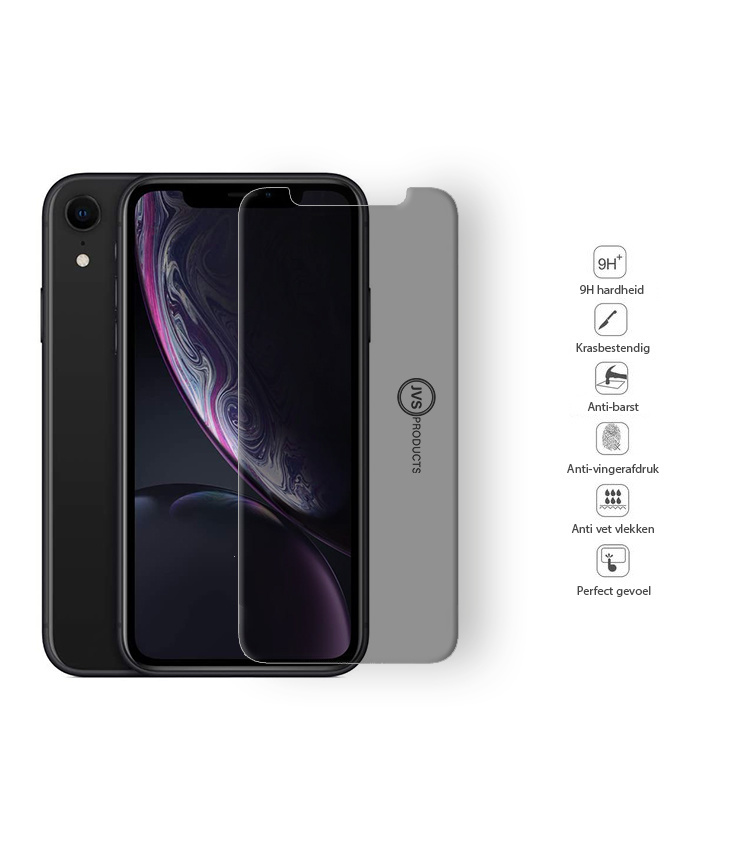 JVS Products Screenprotector geschikt voor iPhone XR - Privacy - Tempered Glass - Beschermglas - Glas - Privacy screenprotector