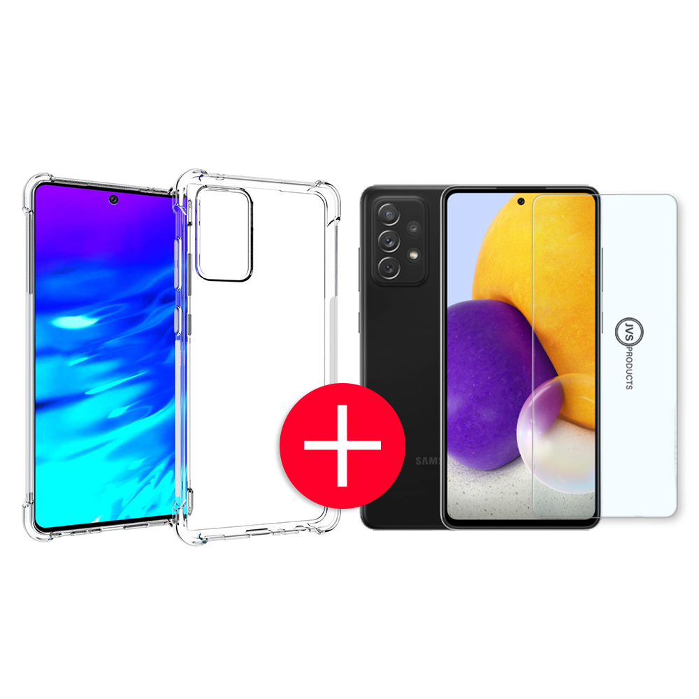 Samsung Galaxy A72 Anti-Shock Hoesje + GRATIS Screenprotector - Transparant - Extra - Dun - Samsung Galaxy A72 hoes - cover - case - Screenprotector kit afbeelding
