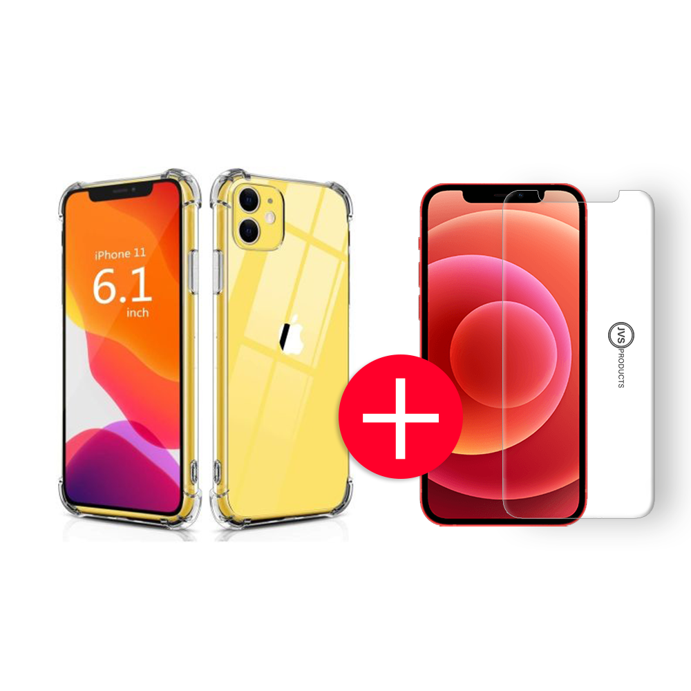 Apple iPhone 11 Anti-Shock Hoesje + GRATIS Screenprotector - Transparant - Extra - Dun - Apple iPhone 11 hoes - Cover - Case - Screenprotector kit afbeelding
