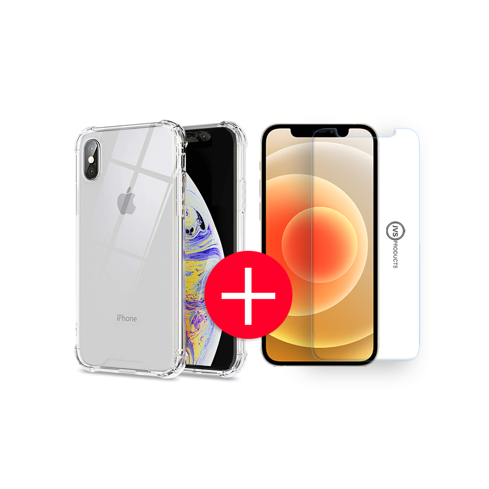 Apple iPhone X Anti-Shock Hoesje + GRATIS Screenprotector - Transparant - Extra - Dun - Apple iPhone X hoes - cover - case - Screenprotector kit afbeelding
