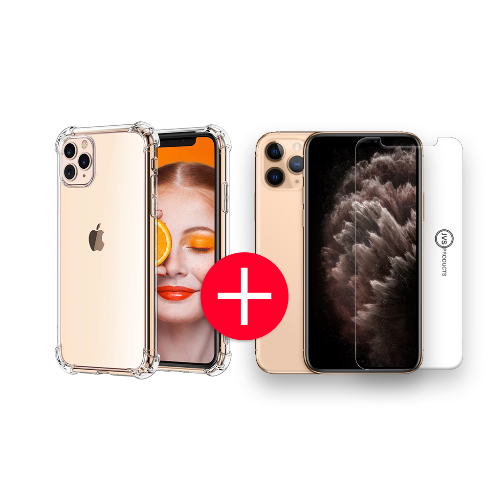 Apple iPhone 11 Pro Max Anti-Shock Hoesje + GRATIS Screenprotector - Transparant - Extra - Dun - Apple iPhone 11 Pro Max hoes - cover - case - Screenprotector kit afbeelding
