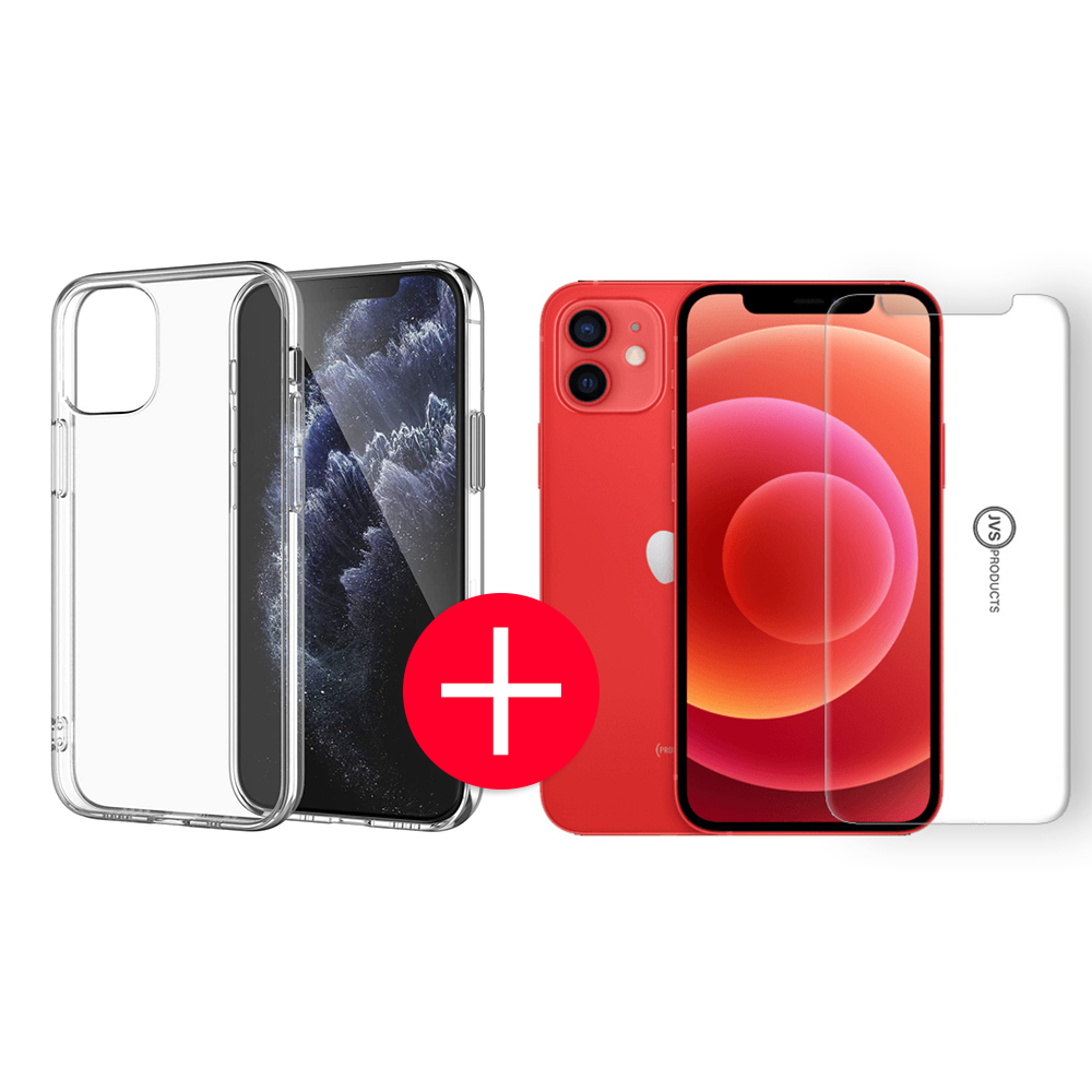 iPhone 12 Transparant Hoesje + GRATIS Screenprotector - Transparant - Extra Dun - Apple IPhone 12 - Hoes - Cover - Case - Screenprotector kit afbeelding