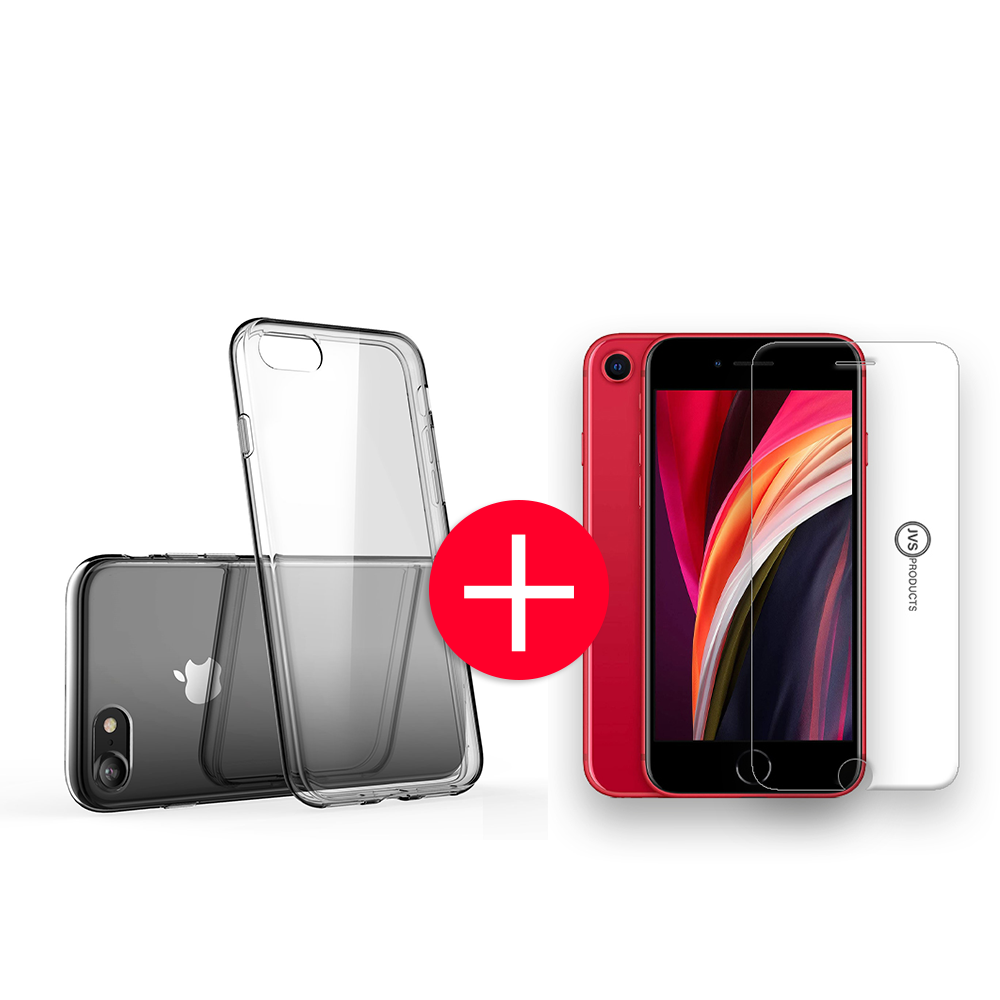iPhone SE 2020 Transparant Hoesje + GRATIS Screenprotector - Transparant - Extra Dun - Apple iPhone SE 2020 - Hoes - Cover - Case - Screenprotector kit afbeelding