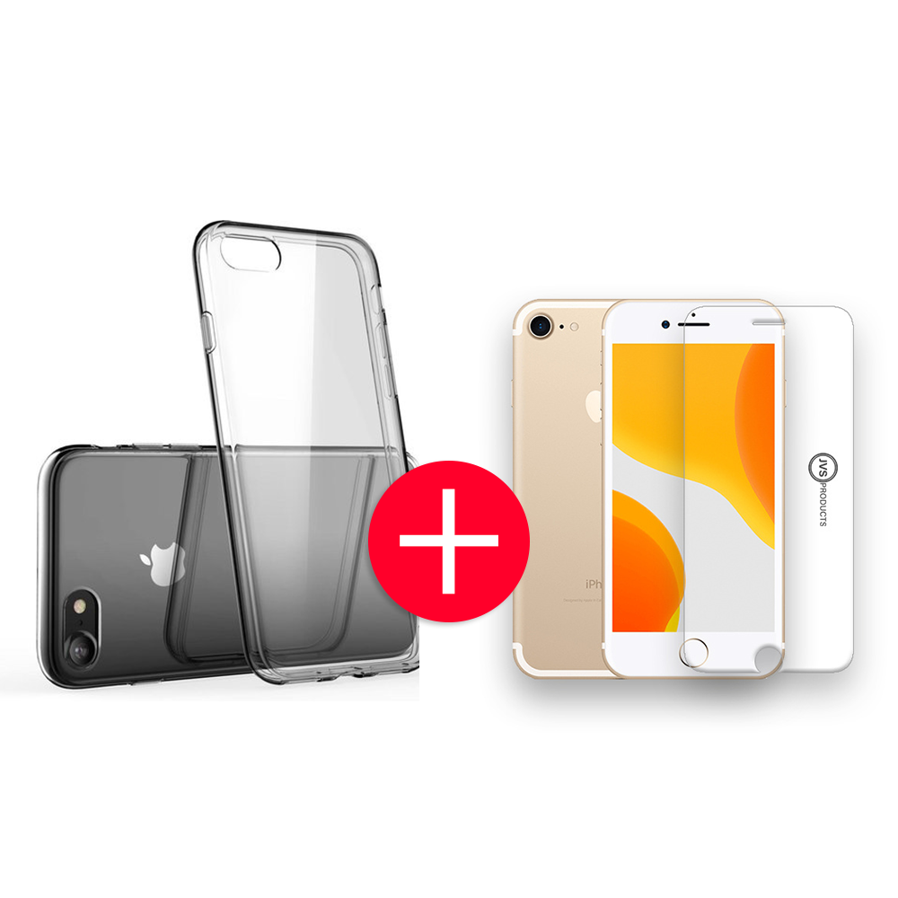 iPhone 7 Transparant Hoesje + GRATIS Screenprotector - Transparant - Extra Dun - Apple iPhone 7 - Hoes - Cover - Case - Screenprotector kit afbeelding