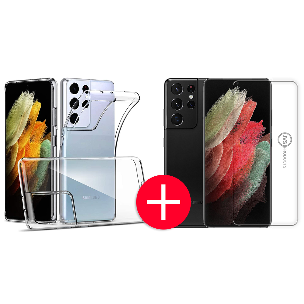 Samsung S21 Ultra Transparant Hoesje + GRATIS Screenprotector - Transparant - Extra Dun - Samsung S21 Ultra - Hoes - Cover - Case - Screenprotector kit afbeelding