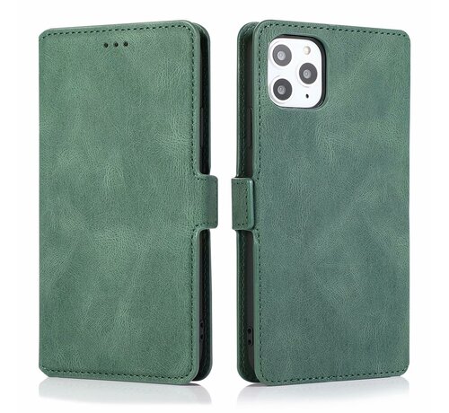 JVS Products iPhone 12 Pro hoesje - Bookcase - Pasjeshouder - Portemonnee - Kunstleer - Groen kopen