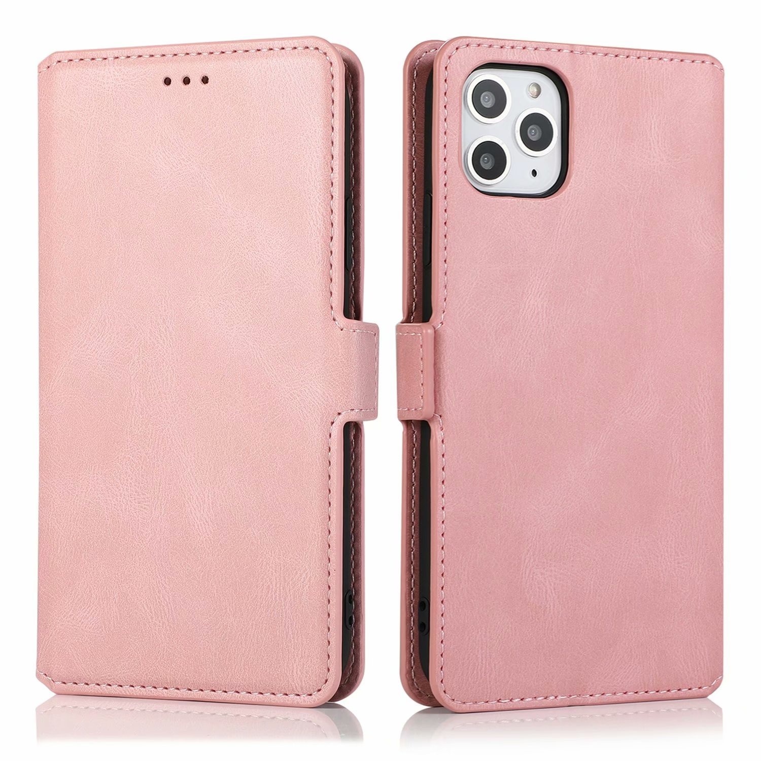 iPhone 12 Pro hoesje - Bookcase - Pasjeshouder - Portemonnee - Kunstleer - Rose Goud afbeelding