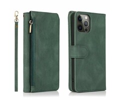 JVS Products iPhone 11 Pro Max hoesje - Bookcase - Pasjeshouder - Portemonnee - Rits - Kunstleer - Groen