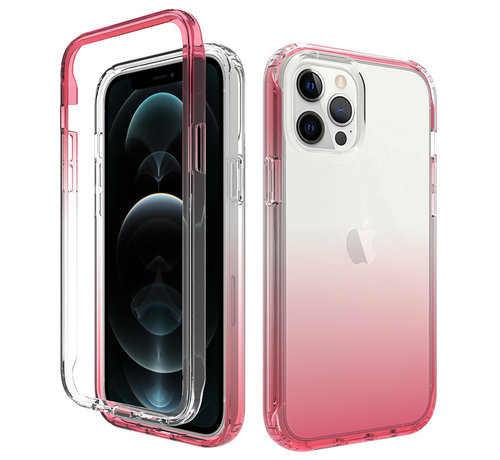 JVS Products iPhone 12 Pro Full Body Hoesje - 2-delig - Back Cover - Siliconen - Case - TPU - Schokbestendig - Apple iPhone 12 Pro - Transparant / Roze kopen