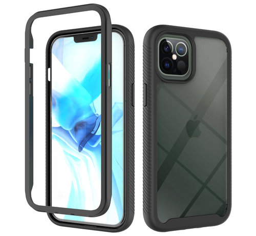 JVS Products iPhone XS Max Full Body Hoesje - 2-delig - Rugged - Back Cover - Siliconen - Case - TPU - Schokbestendig - Apple iPhone XS Max - Transparant / Zwart kopen