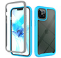 iPhone 11 Pro Max Full Body Hoesje - 2-delig - Rugged - Back Cover - Siliconen - Case - TPU - Schokbestendig - Apple iPhone 11 Pro Max - Transparant/Lichtblauw kopen