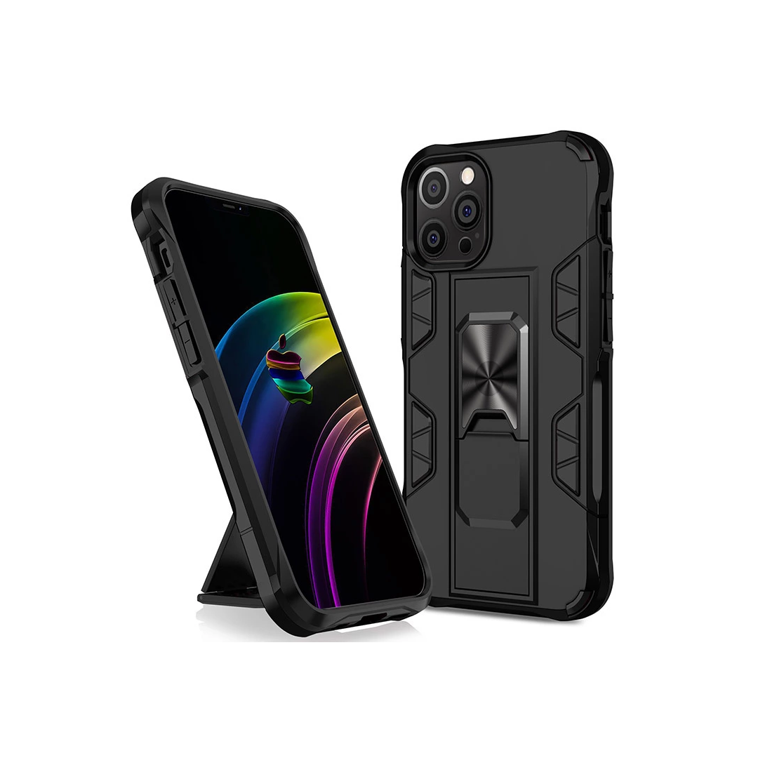 Samsung Galaxy A42 hoesje - Backcover - Rugged Armor - Kickstand - Extra valbescherming - Shockproof - TPU - Zwart afbeelding