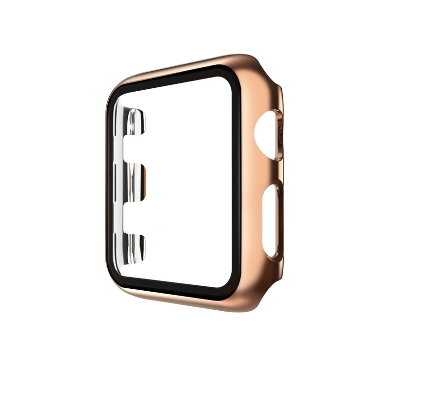 Apple Watch 38MM Full Cover Bumper Hoesje + Screenprotector - Kunststof - TPU - Apple Watch Case - Rose Goud kopen