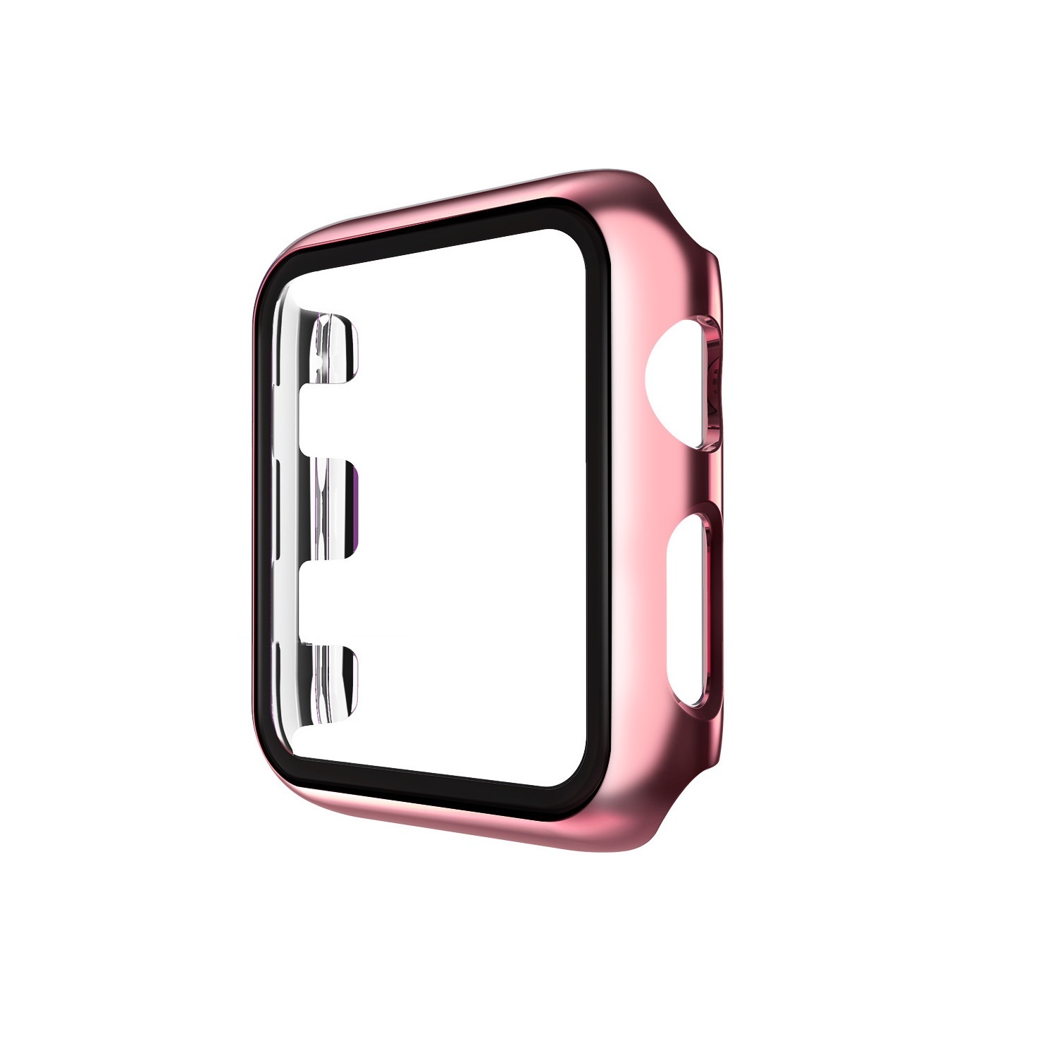 Hoesje geschikt voor Apple Watch 38MM - Bumper hoesje - Screenprotector - TPU - Roze afbeelding