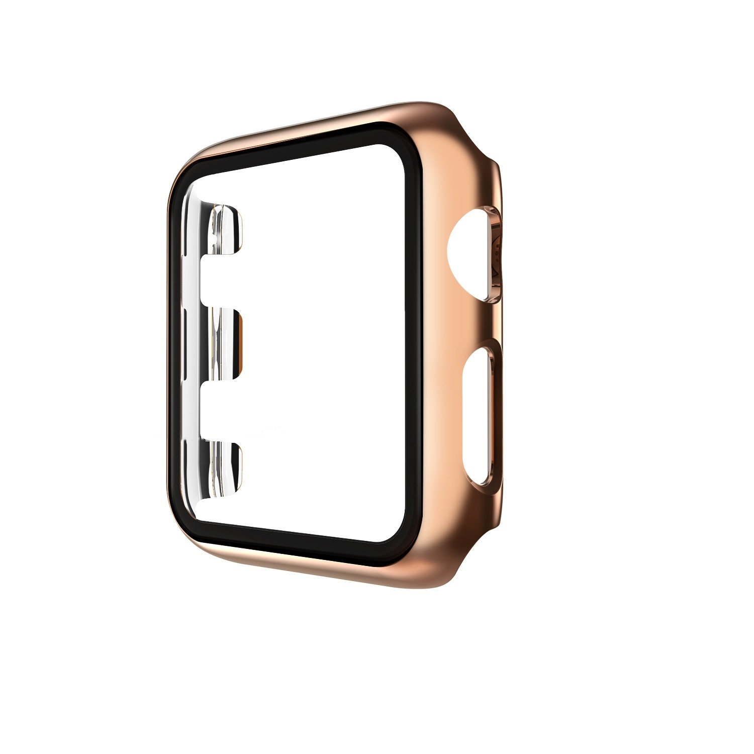 Hoesje geschikt voor Apple Watch 42MM - Bumper hoesje - Screenprotector - TPU - Rose Goud afbeelding