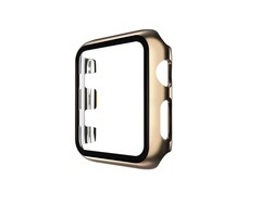 JVS Products Hoesje geschikt voor Apple Watch 44MM  - Bumper hoesje - Screenprotector - TPU - Goud
