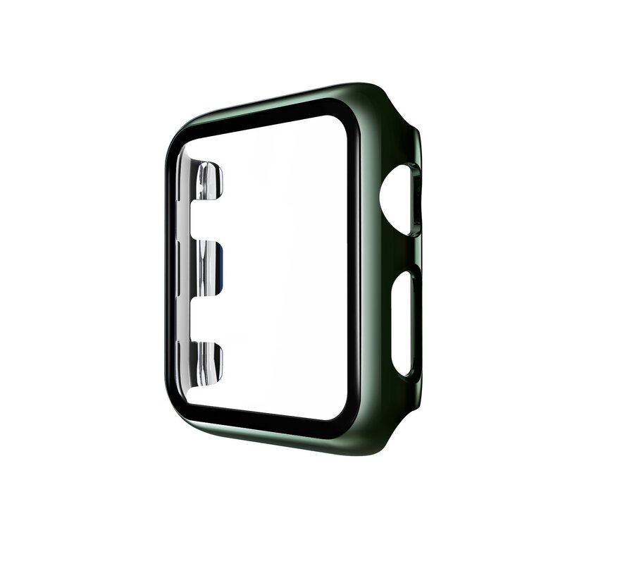 Apple Watch 44MM Full Cover Bumper Hoesje + Screenprotector - Kunststof - TPU - Apple Watch Case - Donker Groen kopen
