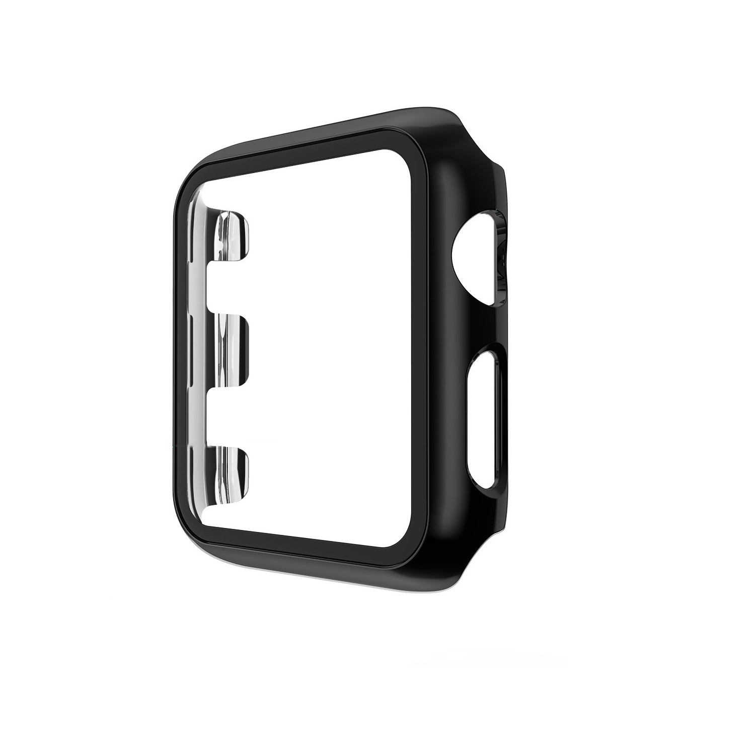 Hoesje geschikt voor Apple Watch 44MM - Bumper hoesje - Screenprotector - TPU - Zwart kopen afbeelding