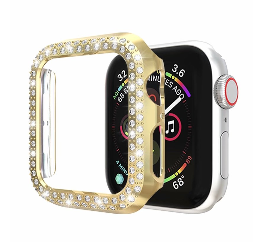 Apple Watch 40MM Diamanten Bumper Hoesje - Kunststof - TPU - Cover - Apple Watch Case - Goud kopen