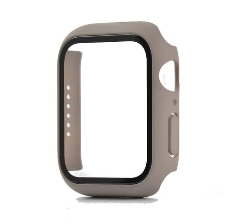 JVS Products Hoesje geschikt voor Apple Watch 38MM - Hardcase - Screenprotector - Kunststof - Taupe kopen