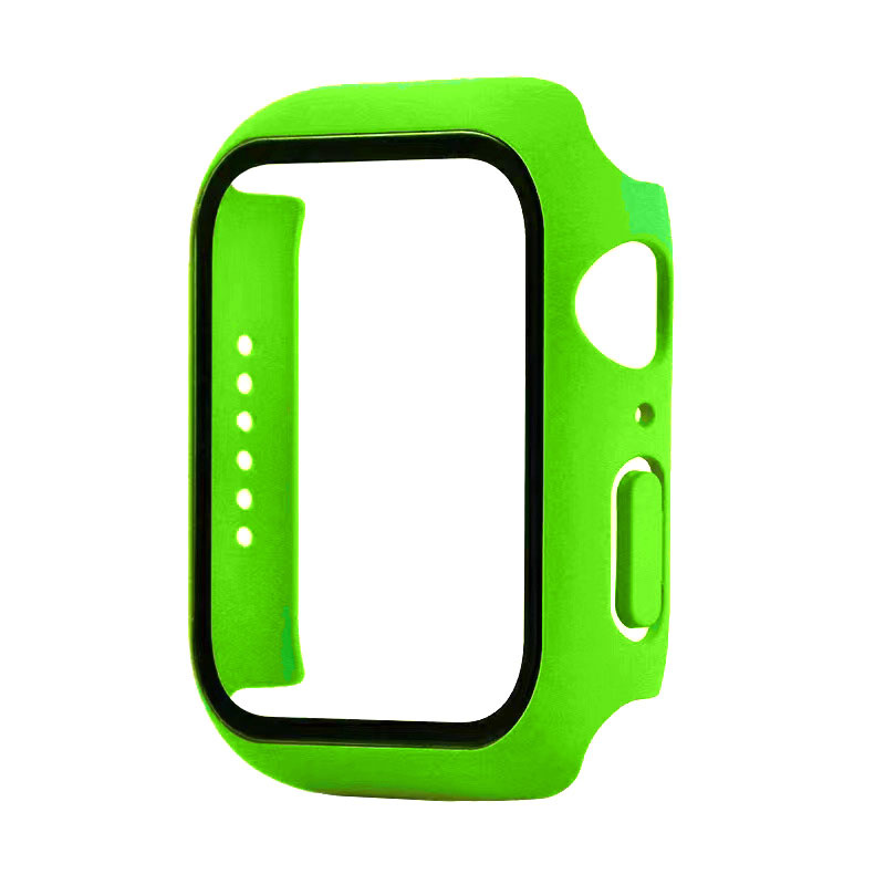 Hoesje geschikt voor Apple Watch 38MM - Hardcase - Screenprotector - Kunststof - Lichtgroen afbeelding
