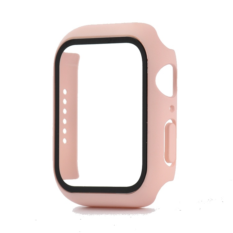 Hoesje geschikt voor Apple Watch 38MM - Hardcase - Screenprotector - Kunststof - Babyroze kopen