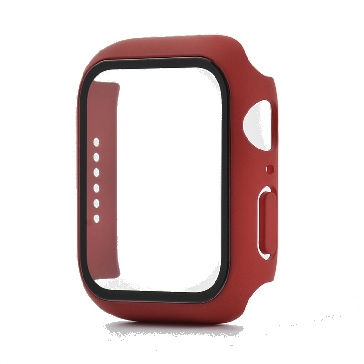 Hoesje geschikt voor Apple Watch 38MM - Hardcase - Screenprotector - Kunststof - Donkerrood afbeelding