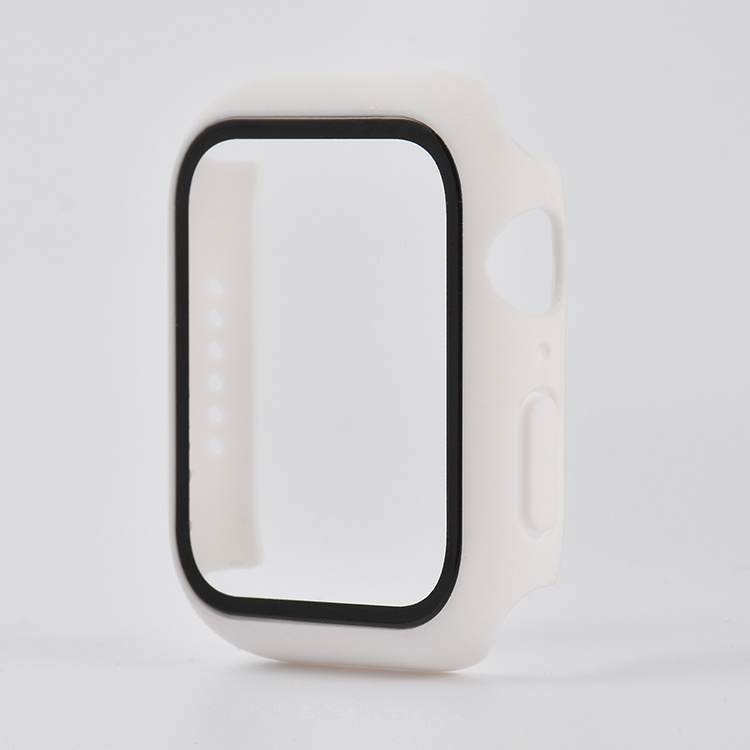 Hoesje geschikt voor Apple Watch 38MM - Hardcase - Screenprotector - Kunststof - Wit afbeelding