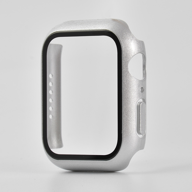 Hoesje geschikt voor Apple Watch 40MM - Hardcase - Screenprotector - Kunststof - Zilver afbeelding