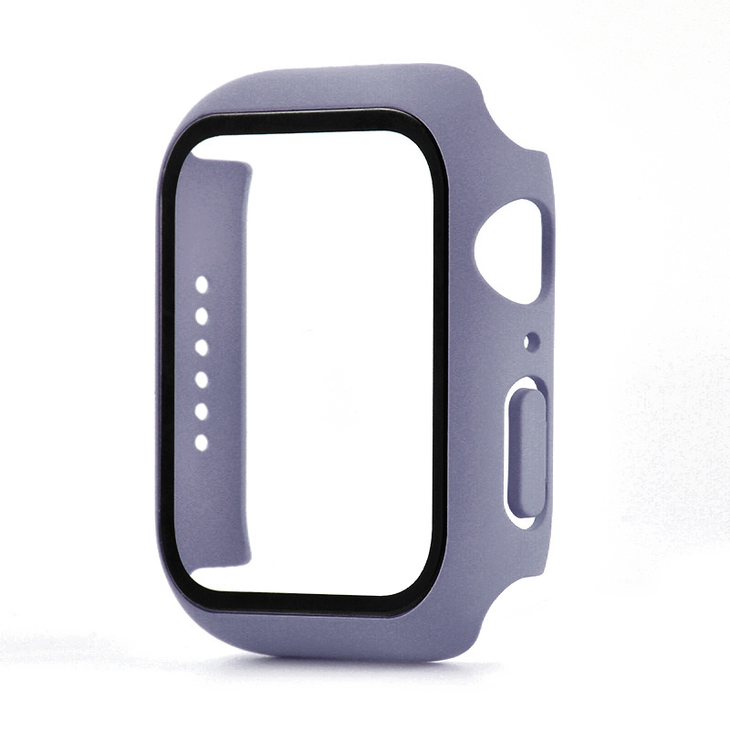 Hoesje geschikt voor Apple Watch 42MM - Hardcase - Screenprotector - Kunststof - Donkerpaars afbeelding