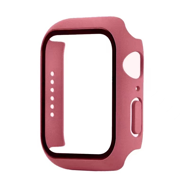 Hoesje geschikt voor Apple Watch 42MM - Hardcase - Screenprotector - Kunststof - Oudroze kopen afbeelding