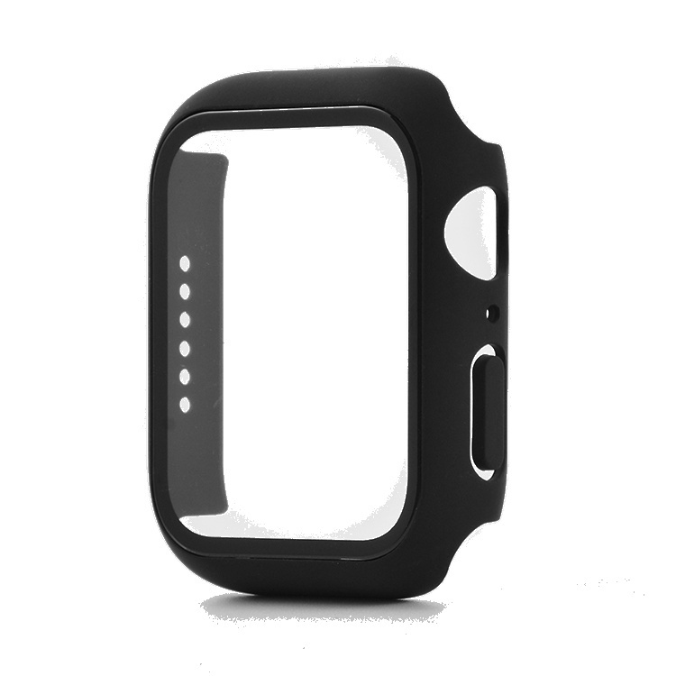 Hoesje geschikt voor Apple Watch 42MM - Hardcase - Screenprotector - Kunststof - Zwart afbeelding