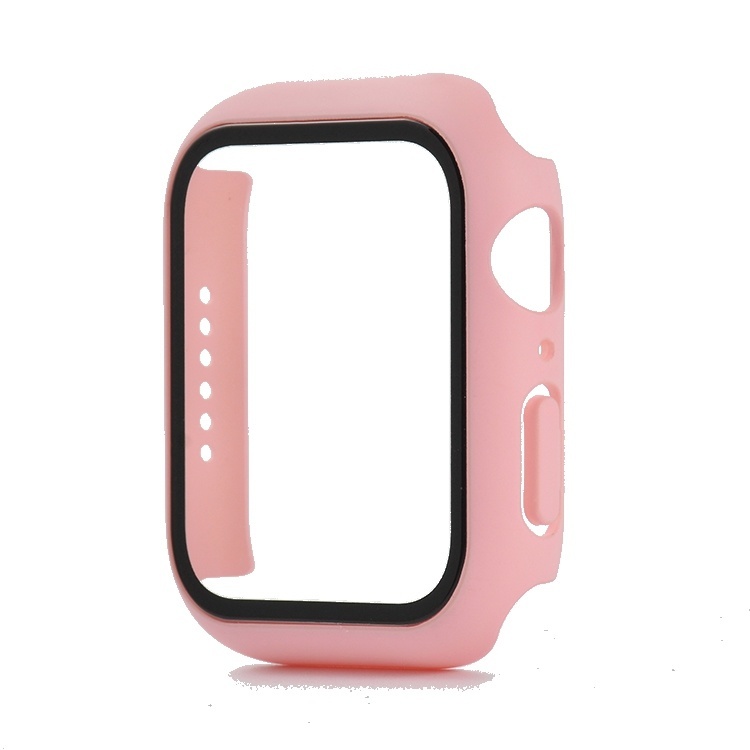 Hoesje geschikt voor Apple Watch 44MM - Hardcase - Screenprotector - Kunststof - Roze afbeelding