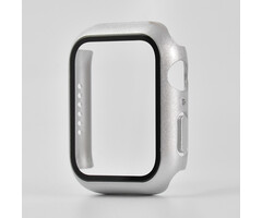 JVS Products Hoesje geschikt voor Apple Watch 44MM - Hardcase - Screenprotector - Kunststof - Zilver
