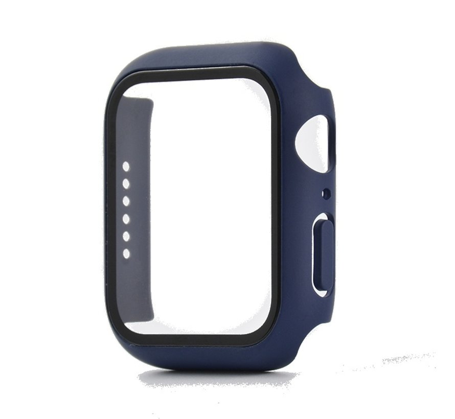 Apple Watch 44MM Full Cover Hoesje + Screenprotector - Kunststof - TPU - Apple Watch Case - Donkerblauw kopen