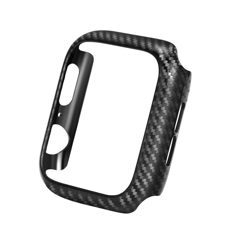 Apple Watch 44MM Full Cover Hoesje + Screenprotector - Kunststof - TPU - Apple Watch Case - Carbon Look