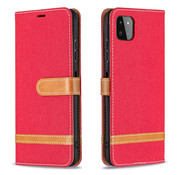 JVS Products iPhone 7 hoesje - Bookcase - Pasjeshouder - Portemonnee - Vintage - Stof - Kunstleer - Rood