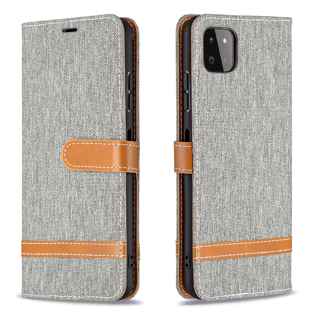iPhone SE 2020 hoesje - Bookcase - Pasjeshouder - Portemonnee - Vintage - Stof - Kunstleer - Grijs afbeelding