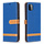 iPhone X hoesje - Bookcase - Pasjeshouder - Portemonnee - Vintage - Stof - Kunstleer - Blauw