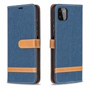 JVS Products iPhone 11 hoesje - Bookcase - Pasjeshouder - Portemonnee - Vintage - Stof - Kunstleer - Donkerblauw