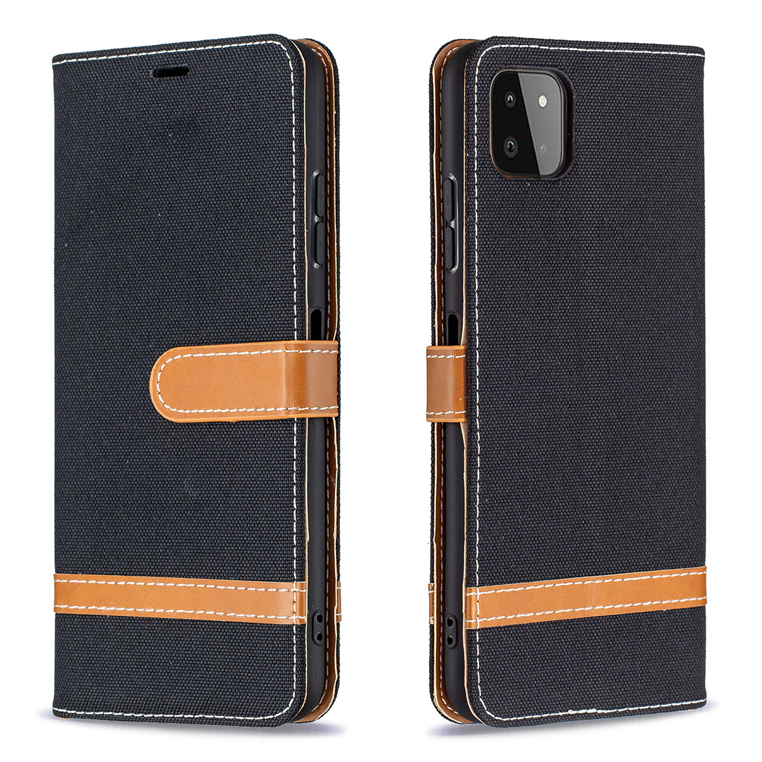 iPhone 11 Pro Max hoesje - Bookcase - Pasjeshouder - Portemonnee - Vintage - Stof - Kunstleer - Zwart afbeelding