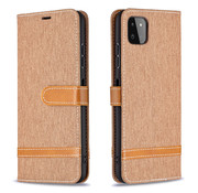 JVS Products iPhone 12 Pro Max hoesje - Bookcase - Pasjeshouder - Portemonnee - Vintage - Stof - Kunstleer - Bruin