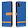 Samsung Galaxy S20 Plus hoesje - Bookcase - Pasjeshouder - Portemonnee - Vintage - Stof - Kunstleer - Blauw