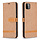 Samsung Galaxy A42 hoesje - Bookcase - Pasjeshouder - Portemonnee - Vintage - Stof - Kunstleer - Bruin