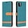 Samsung Galaxy A72 hoesje - Bookcase - Pasjeshouder - Portemonnee - Vintage - Stof - Kunstleer - Groen