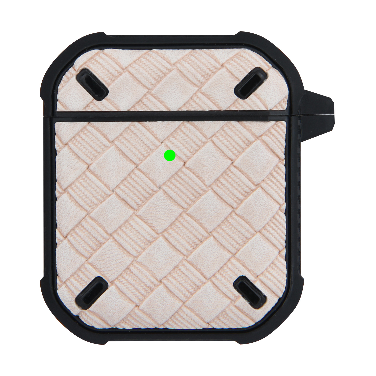 Hoesje geschikt voor Apple Airpods 1 en 2 - Softcase - Sleutelhanger - Cover - Siliconen - Beige afbeelding