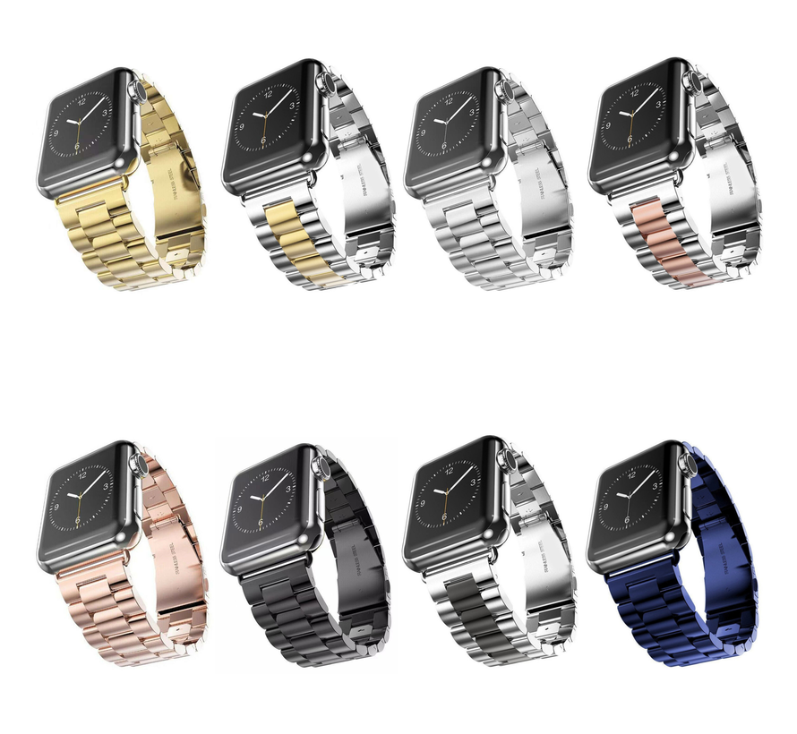 Apple Watch 38/40MM Metalen Horloge Bandje - Metaal - Vlinder Sluiting - Polsband - Geschikt voor Apple Watch 1 / 2 / 3 / 4 / 5 / 6 / SE - Zwart kopen
