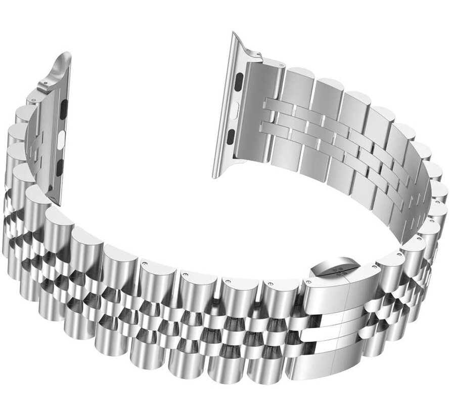 Bandje geschikt voor Apple watch 38/40MM - Vouw Sluiting - Horloge Bandje - Polsband - Metaal - Zilver kopen